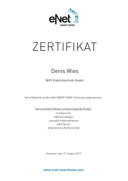 Denis Wies Zertifikat